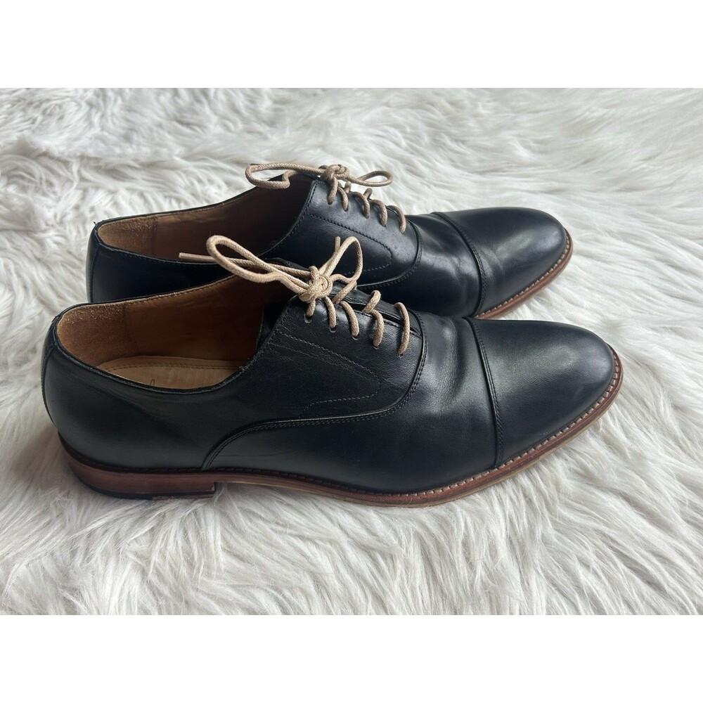 Warfield & Grand Fremont Cap Toe Oxford Shoes Mens Size 10.5 Black Leather Dress